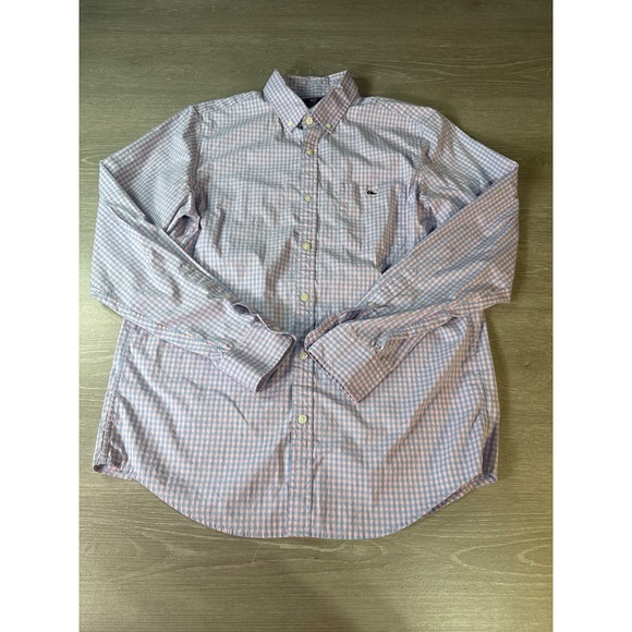 Vineyard Vines Slim Fit Tucker Shirt Mens Medium Pink Blue Gingham Button Down - Picture 2 of 12